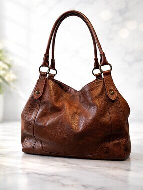 Frye Brown Leather Hobo Bag • Melissa Style • Distressed Buttery Soft • Slouchy